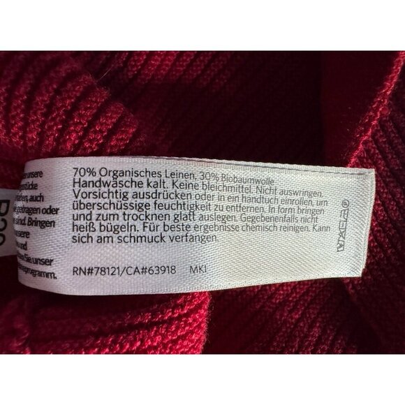 Eileen Fisher Woman's Sz XS Dark Red Ribbed Knit Top Organic Linen Cotton Blend - Picture 6 of 8